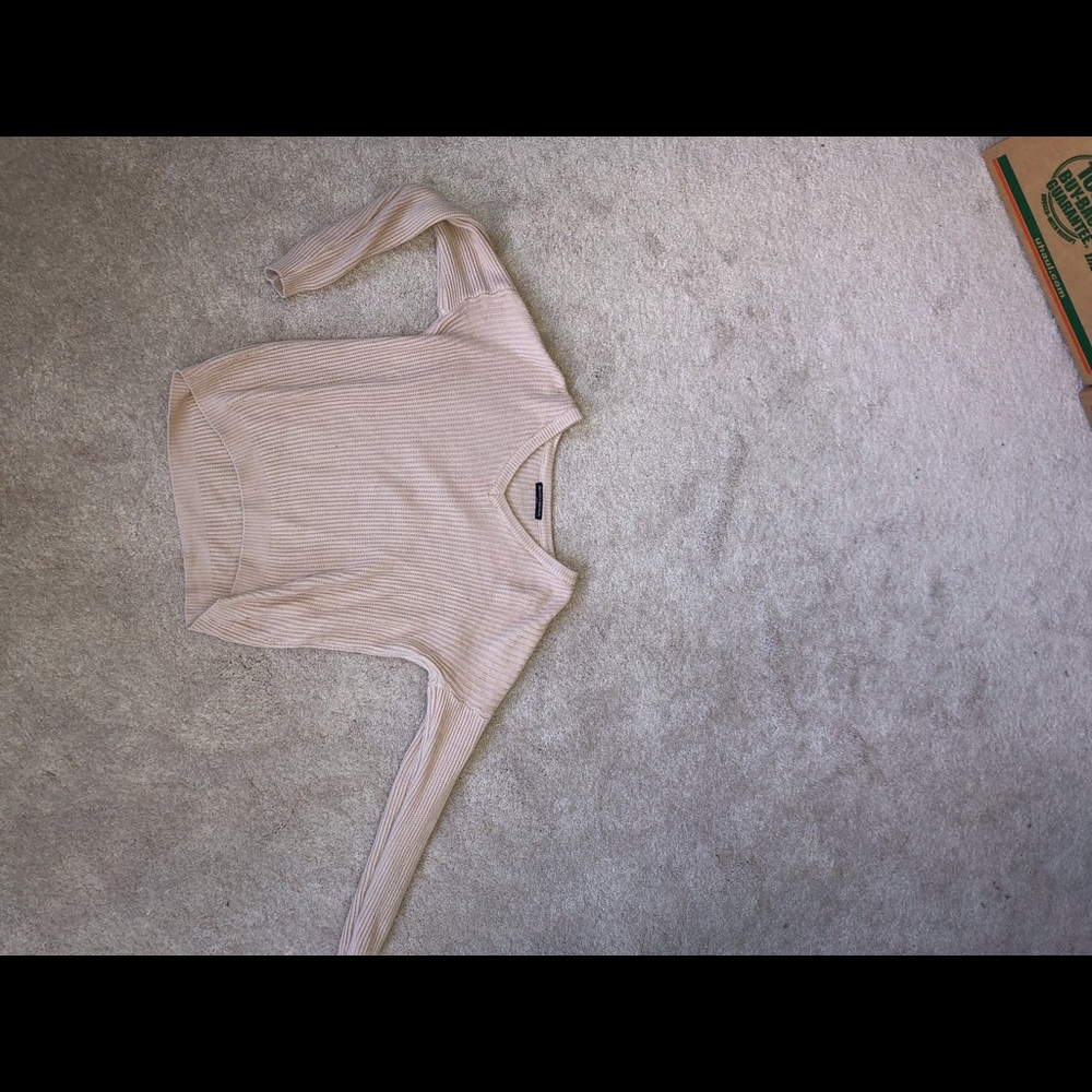 One size Brandy Melville cream V-neck sweater